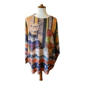 Yesno Long Sleeve Soft Cotton Wool Bear Graphic Relaxed Fit Sweater